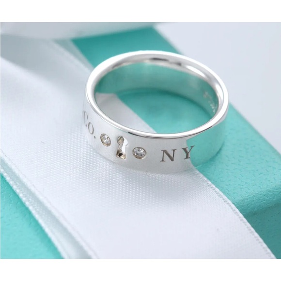 Tiffany & Co Ring- Double Diamond Keyhole Lock Ring-...